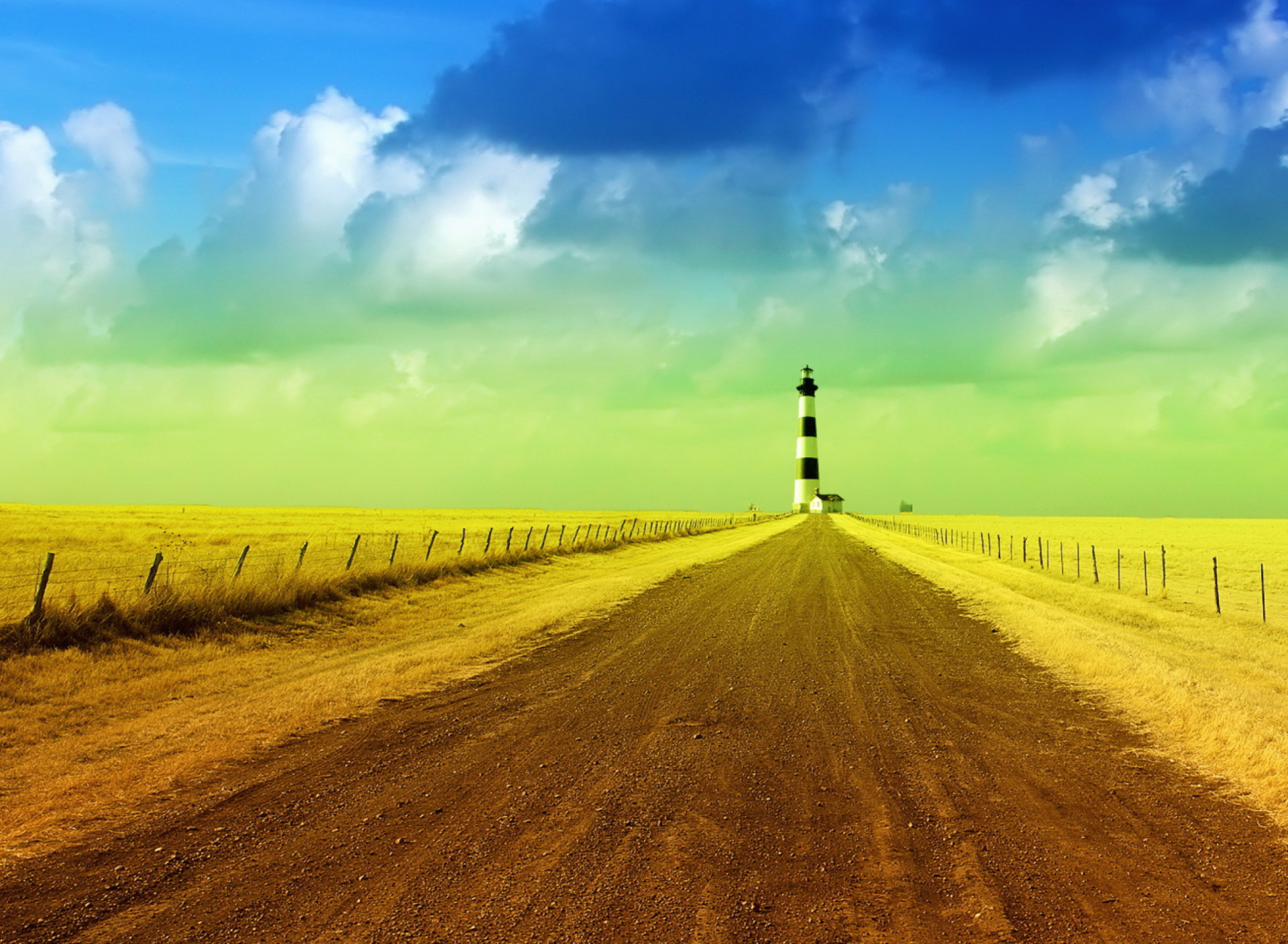 Обои Lighthouse In Field 1920x1408