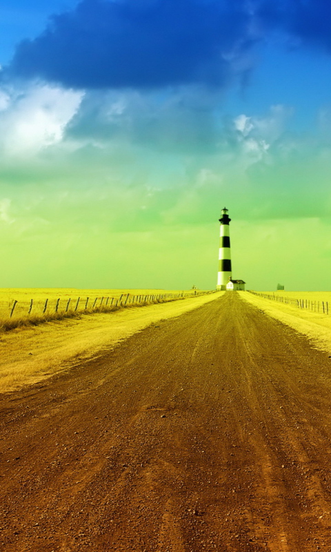 Lighthouse In Field wallpaper 480x800