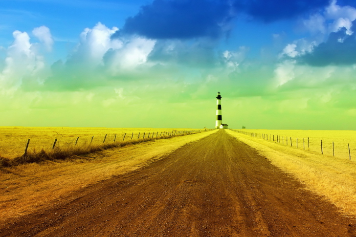 Lighthouse In Field wallpaper