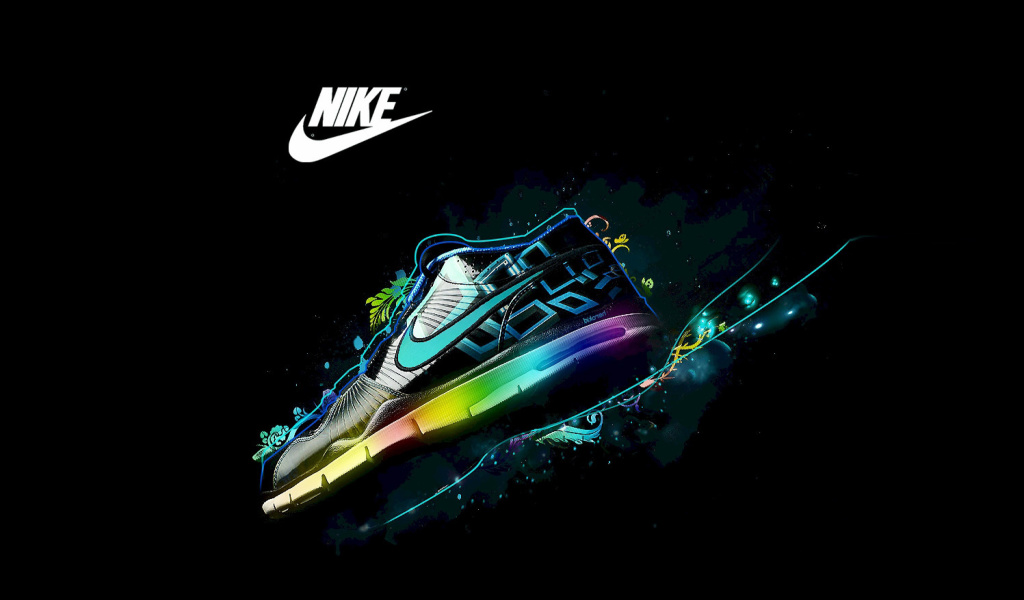 Обои Nike Logo and Nike Air Shoes 1024x600