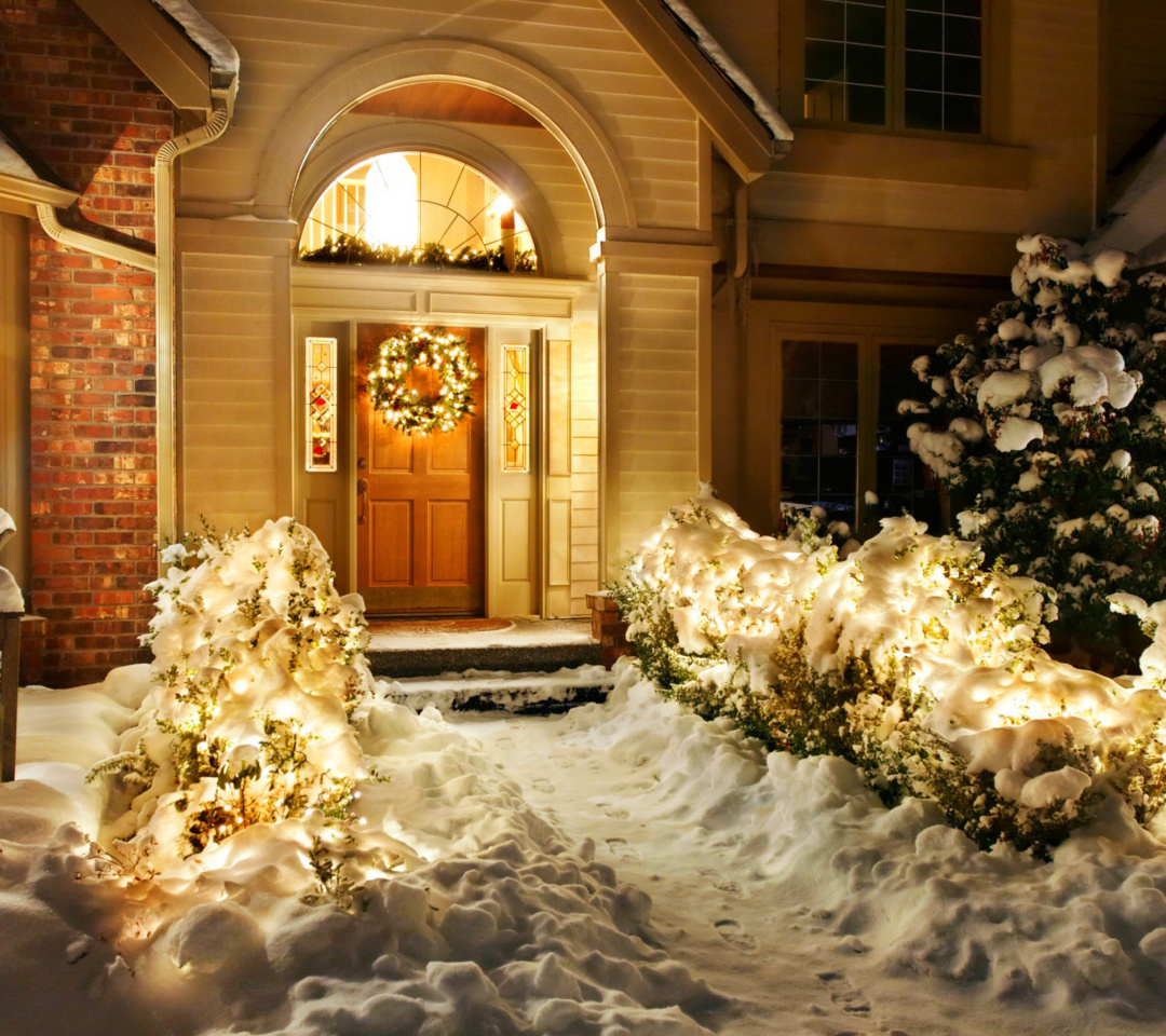 Das Christmas Outdoor Home Decor Idea Wallpaper 1080x960