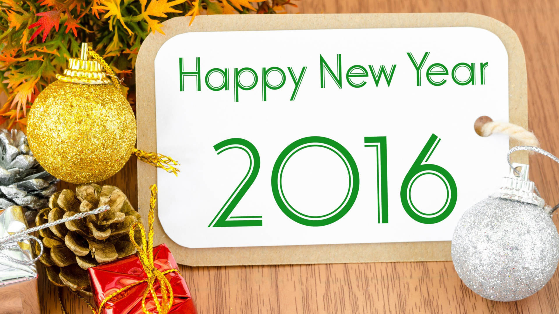Happy New Year 2016 Card wallpaper 1920x1080