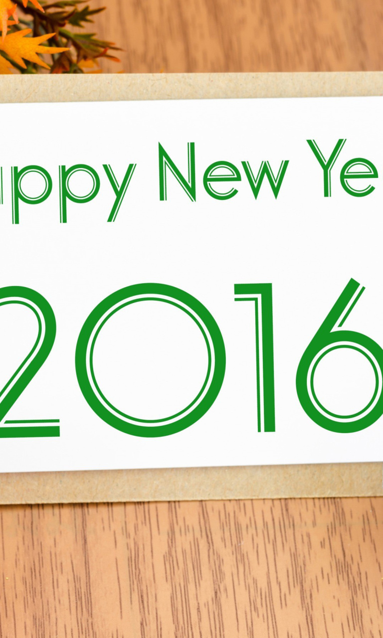 Happy New Year 2016 Card wallpaper 768x1280