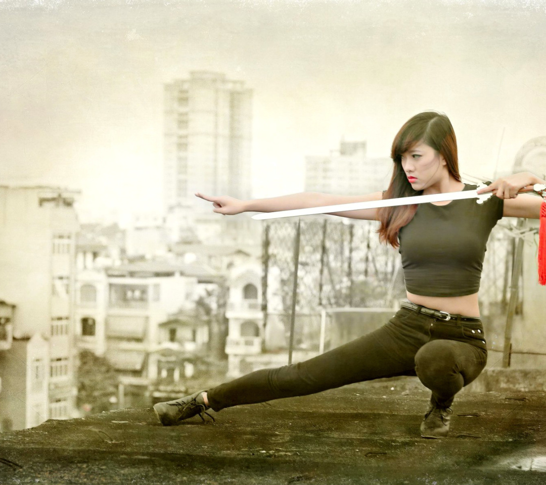 Das Japanese girl warrior Wallpaper 1080x960
