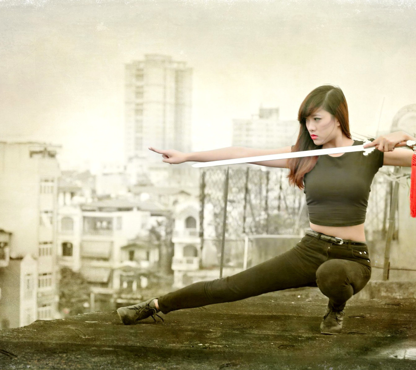 Das Japanese girl warrior Wallpaper 1440x1280