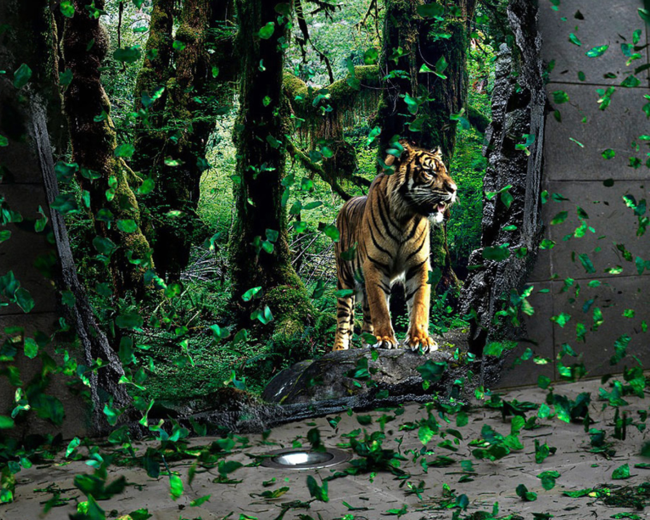 Das Tiger Running Free Wallpaper 1280x1024