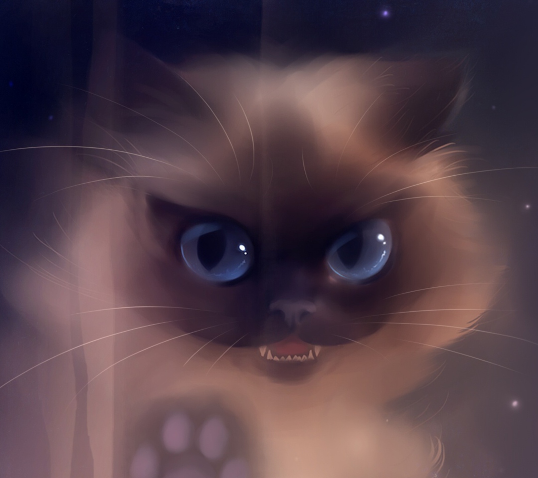 Обои Bad Kitty Painting 1080x960