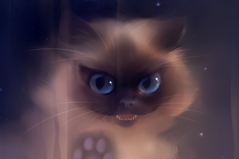 Fondo de pantalla Bad Kitty Painting 480x320