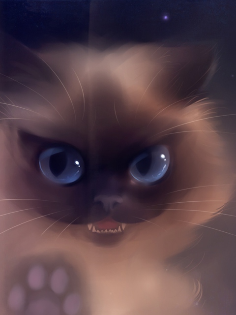 Fondo de pantalla Bad Kitty Painting 480x640