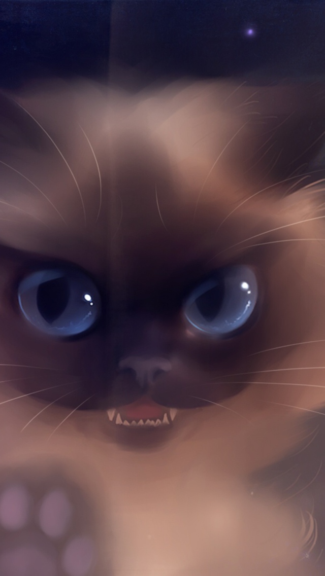 Das Bad Kitty Painting Wallpaper 640x1136