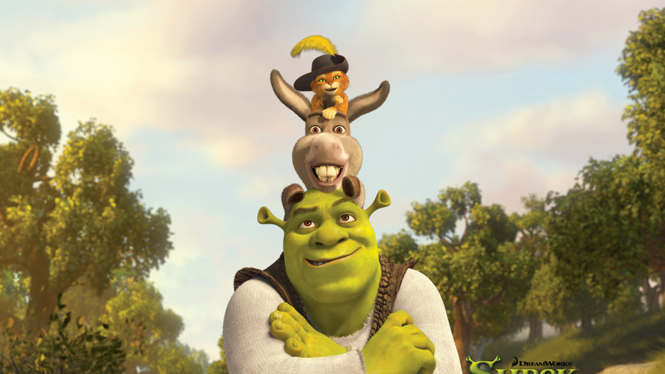 Shrek Donkey Puss In Boots screenshot #1 1366x768