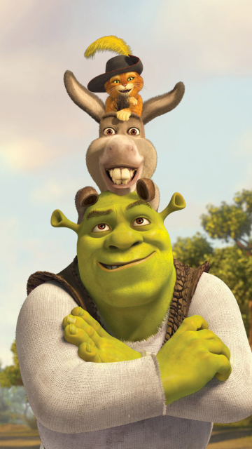 Fondo de pantalla Shrek Donkey Puss In Boots 360x640