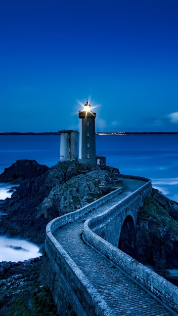 France Lighthouse in Ocean wallpaper 360x640