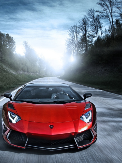 Screenshot №1 pro téma Red Lamborghini Aventador 480x640