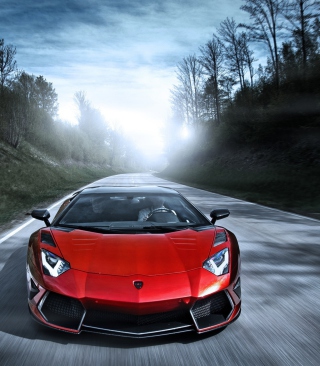 Red Lamborghini Aventador sfondi gratuiti per iPhone 6 Plus