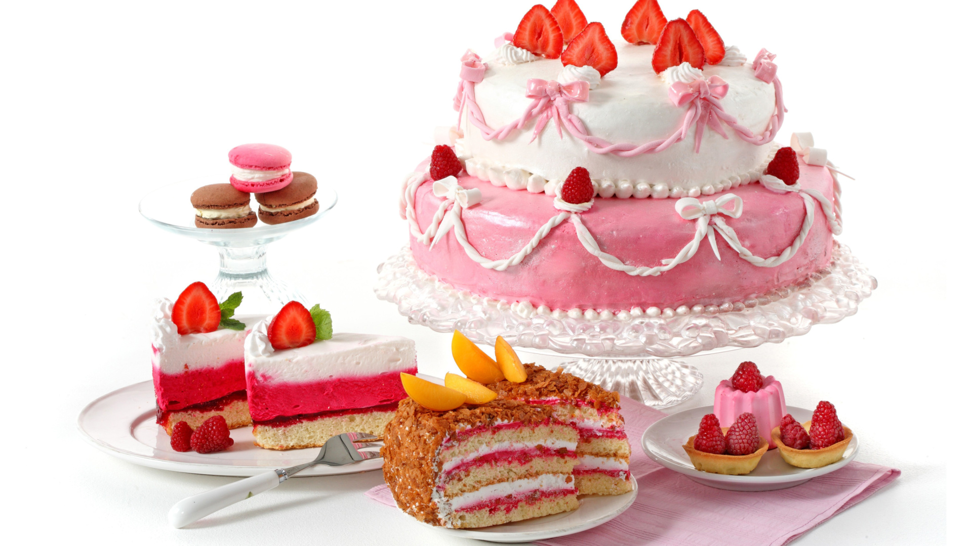 Strawberry biscuit cake wallpaper 1920x1080