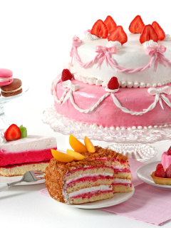 Strawberry biscuit cake wallpaper 240x320