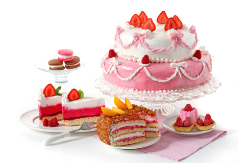 Strawberry biscuit cake wallpaper 480x320