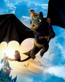 Hiccup Riding Toothless wallpaper 128x160