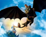 Das Hiccup Riding Toothless Wallpaper 176x144