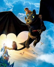 Das Hiccup Riding Toothless Wallpaper 176x220
