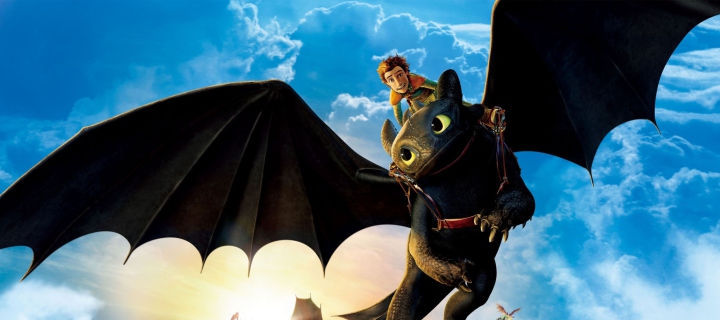Hiccup Riding Toothless wallpaper 720x320