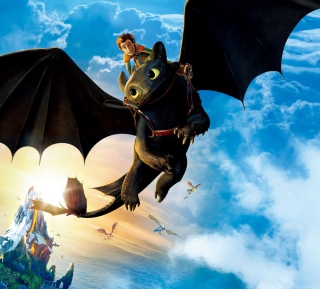 Kostenloses Hiccup Riding Toothless Wallpaper für iPad