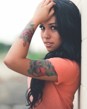 Beautiful Latin American Model With Tattoos wallpaper 176x220