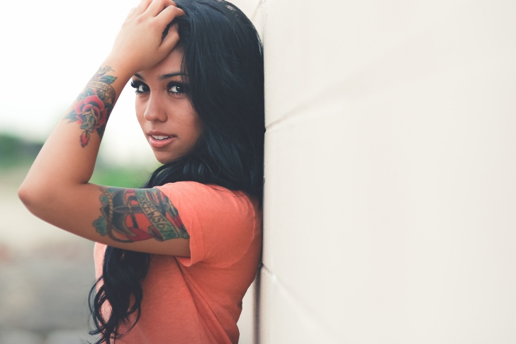 Wallpaper face, hair, tattoo, beauty, Marina for mobile and desktop,  section девушки, resolution 3000x2000 - download