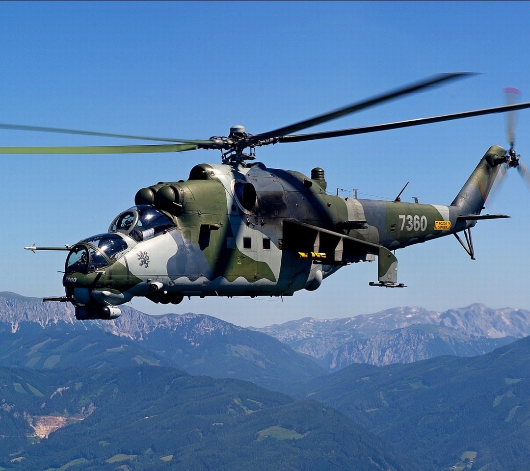 Обои Mil Mi 24 Hind Attack Helicopter 1080x960