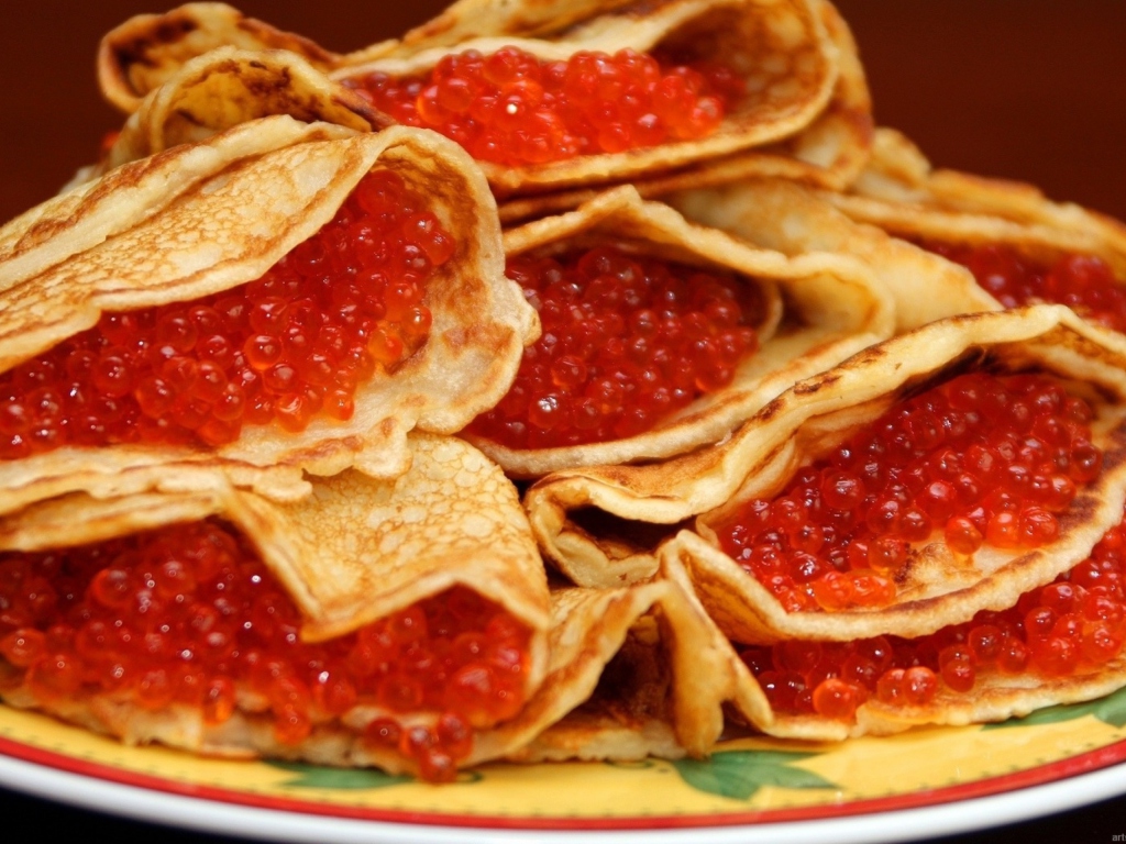 Das Russian Pancakes With Caviar Wallpaper 1024x768