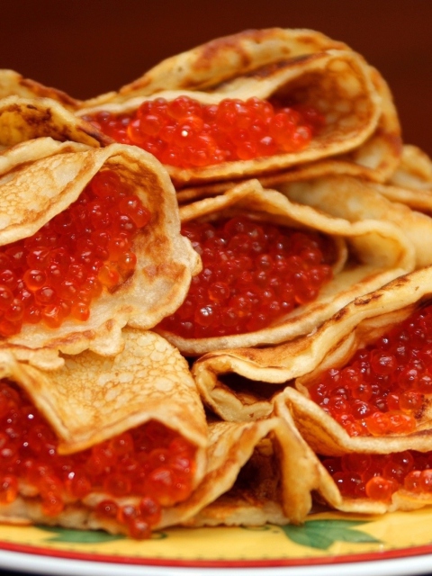 Das Russian Pancakes With Caviar Wallpaper 480x640