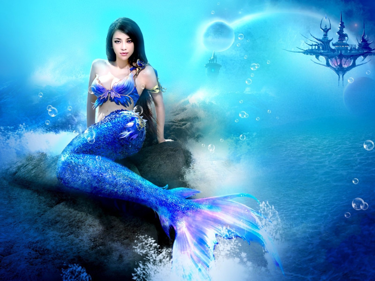 Misterious Blue Mermaid wallpaper 1280x960