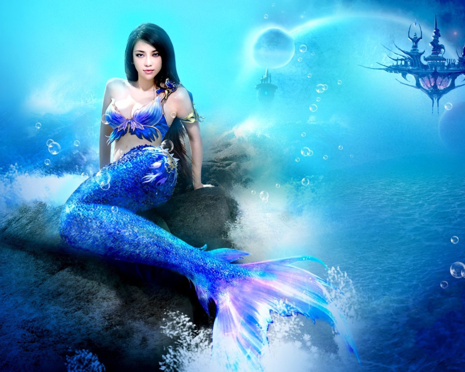 Fondo de pantalla Misterious Blue Mermaid 1600x1280