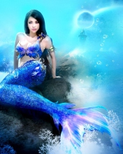 Das Misterious Blue Mermaid Wallpaper 176x220