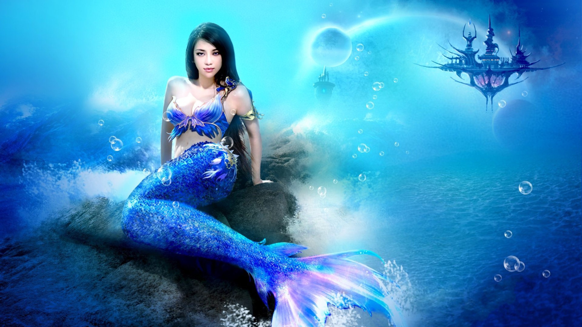 Das Misterious Blue Mermaid Wallpaper 1920x1080