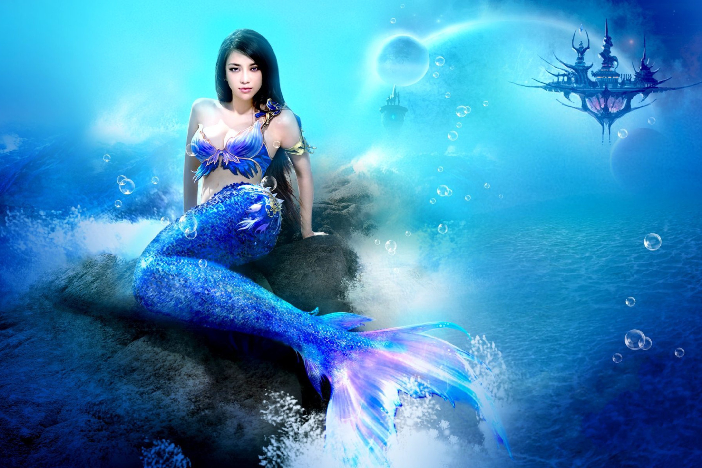 Обои Misterious Blue Mermaid 2880x1920
