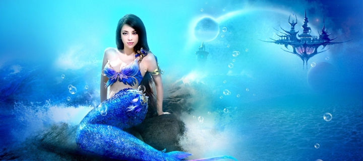 Screenshot №1 pro téma Misterious Blue Mermaid 720x320