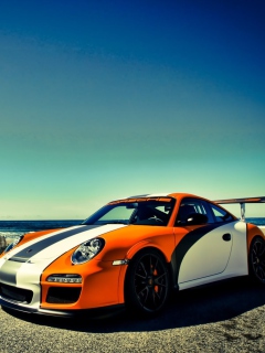Fondo de pantalla Orange Porsche 997 240x320