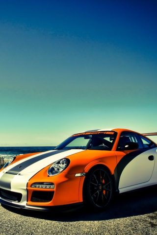 Fondo de pantalla Orange Porsche 997 320x480