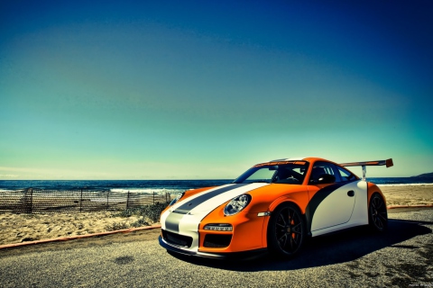 Orange Porsche 997 screenshot #1 480x320