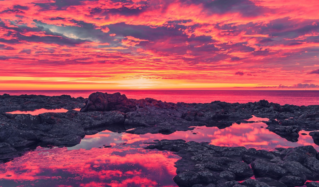 Das Breath Taking Sunset Coastline Wallpaper 1024x600