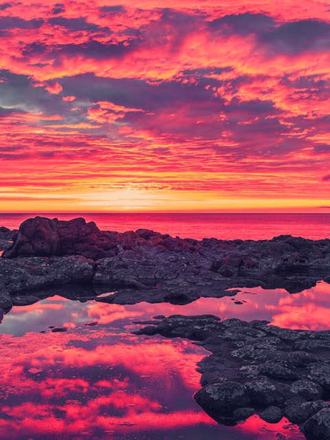 Sfondi Breath Taking Sunset Coastline 480x640