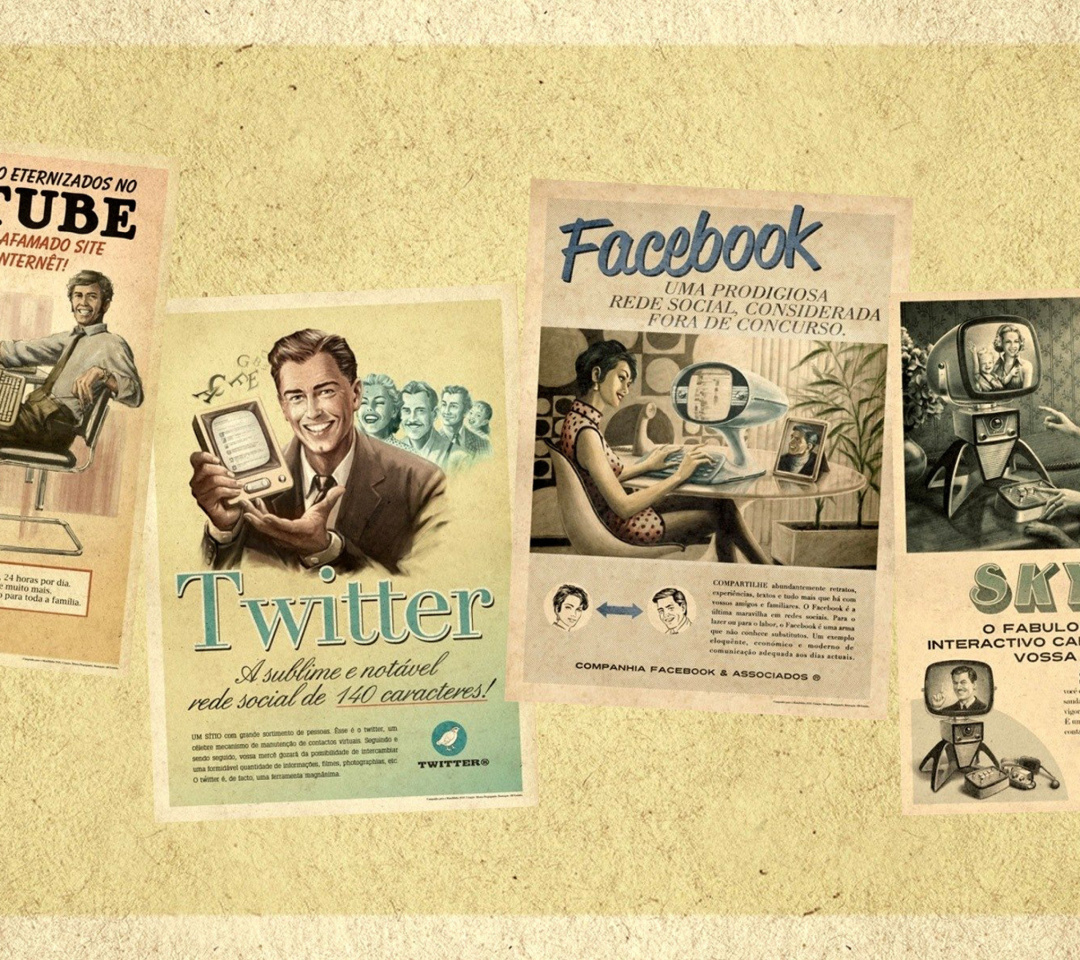 Das Social Networks Advertising: Skype, Twitter, Youtube Wallpaper 1080x960