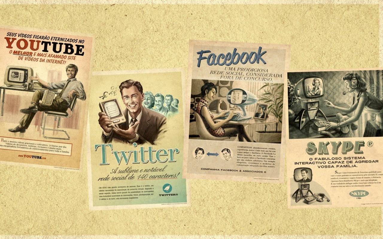 Social Networks Advertising: Skype, Twitter, Youtube wallpaper 1280x800
