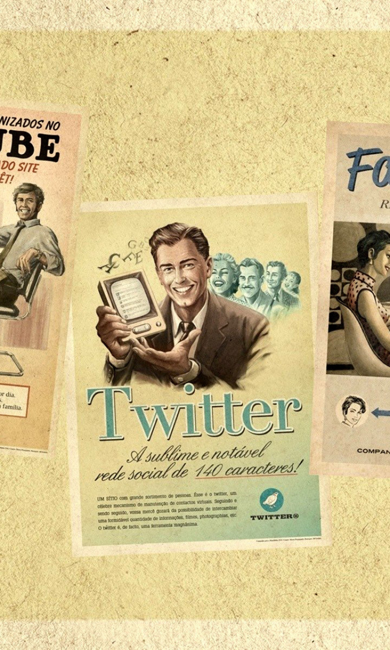 Sfondi Social Networks Advertising: Skype, Twitter, Youtube 768x1280