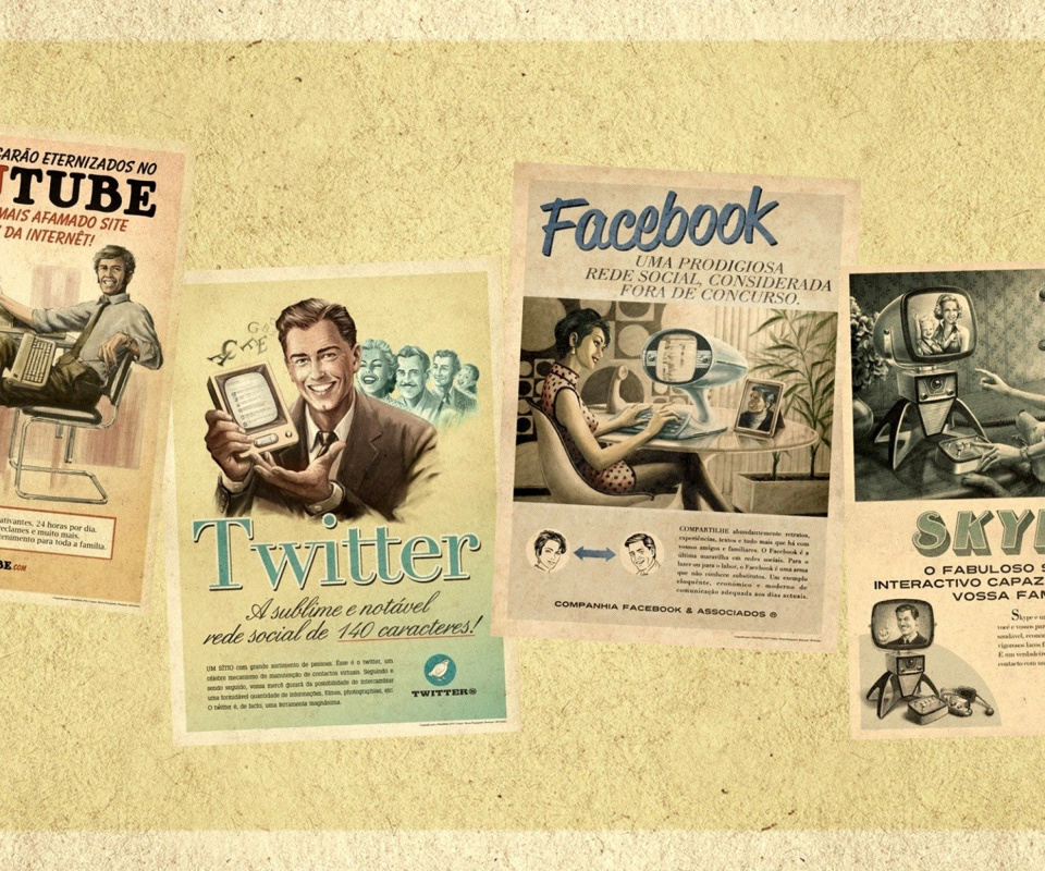 Das Social Networks Advertising: Skype, Twitter, Youtube Wallpaper 960x800