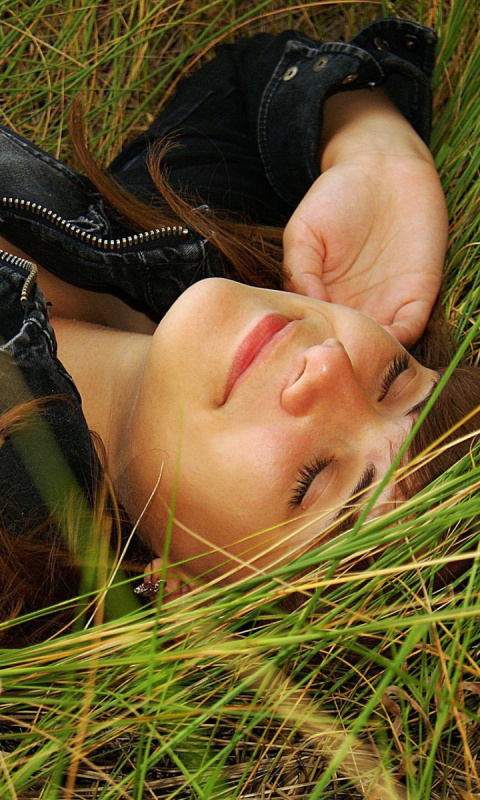 Girl in Summer Forest wallpaper 480x800