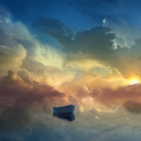 Boat In Sky Ocean Painting screenshot #1 128x128