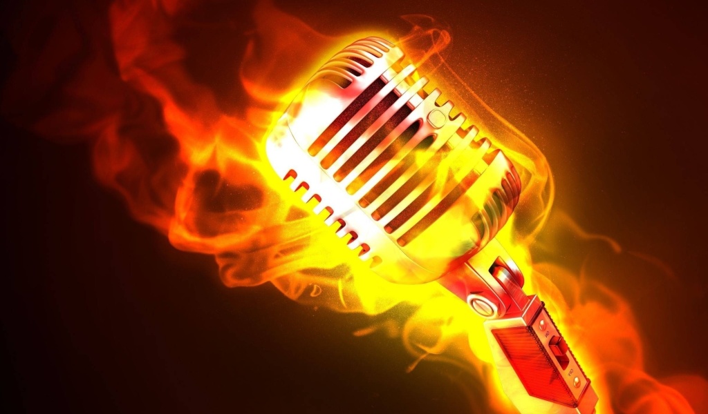 Das Microphone in Fire Wallpaper 1024x600